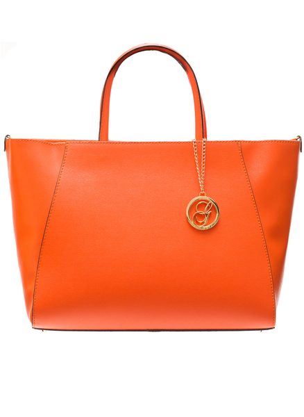 Kožená kabelka zo safiánové kože jednoduchá - oranžová -