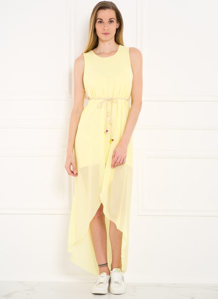 Dámské letní šaty asymetrické světle žluté -