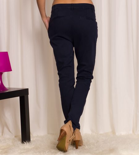 Dámské tmavě modré kalhoty s nízkým sedem -