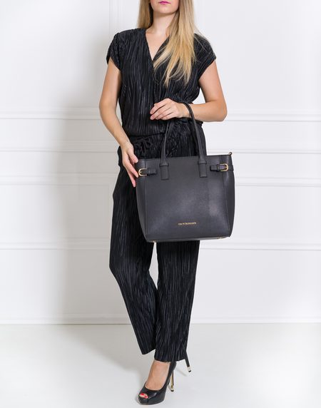 TRU TRUSSARDI Kožená kabelka černá -