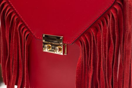 Dámská luxusní kožená kabelka přes rameno - červená -