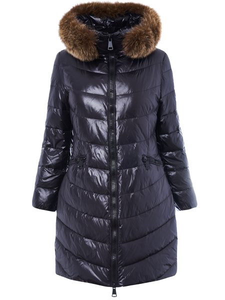 Winter jacket with real fox fur Due Linee - Black -