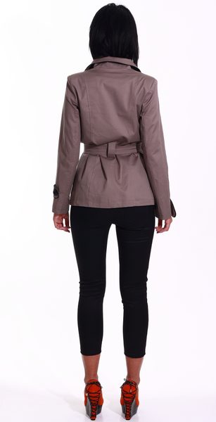 -65% Dámský jarní kabát hnědý -