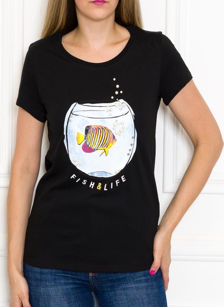 Women's T-shirt Due Linee - Black -