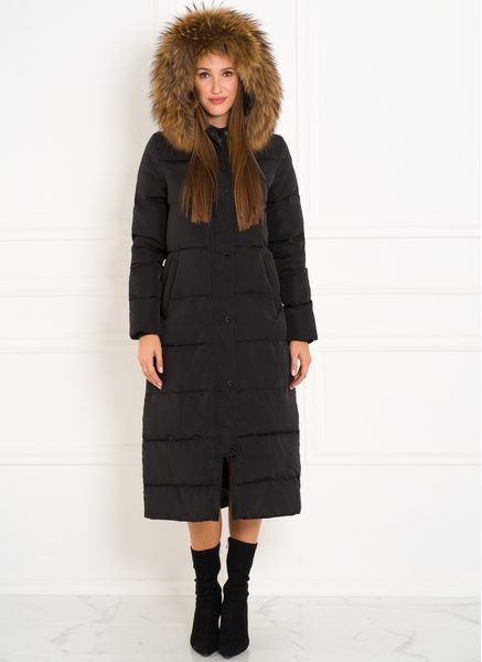 Giacca invernale donna con vera volpe Due Linee - Nero -