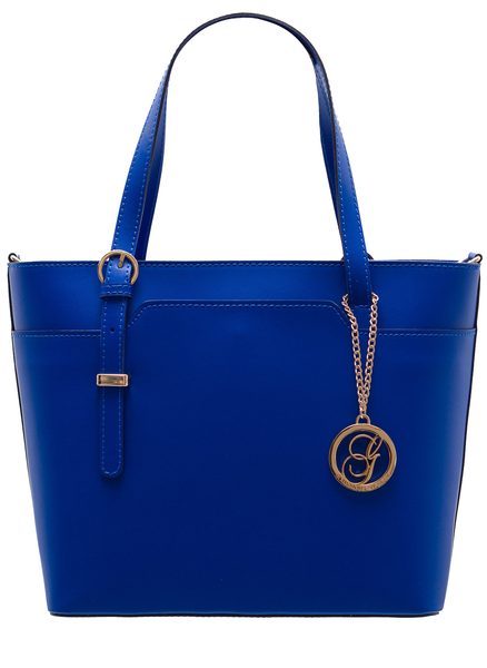 Dámská kožená kabelka s jednou přezkou na straně matná - královsky modrá -