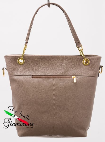 Dámská kožená kabelka se zipem - béžová -