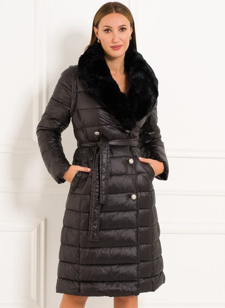 Dámská černá zimní bunda / vesta s vázáním -