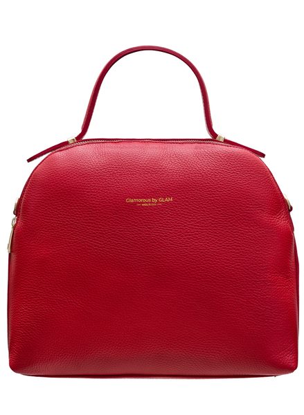 Dámska kožená kabelka 2 zipsy - červená -