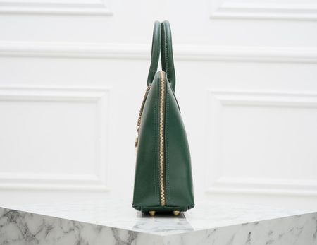 Dámska kožená kabelka zo safiánové kože - tmavo zelená -