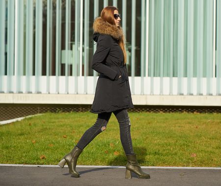 Winter jacket with real fox fur Due Linee - Black -