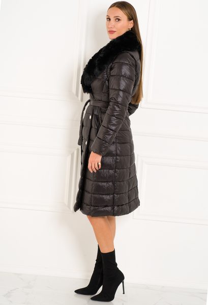 Dámská černá zimní bunda / vesta s vázáním -