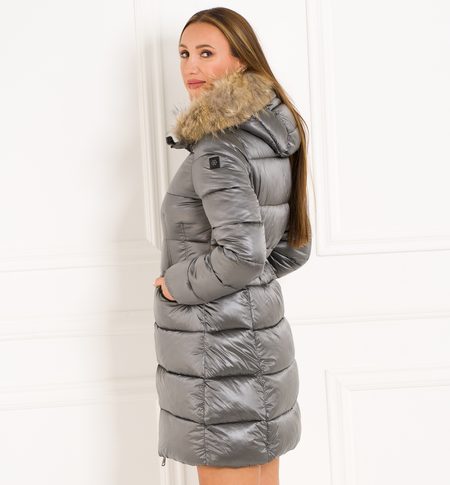 Winter jacket with real fox fur Due Linee - Silver -