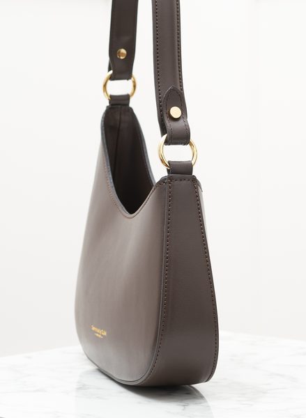 Kožená kabelka ražená tmavě hnědá -