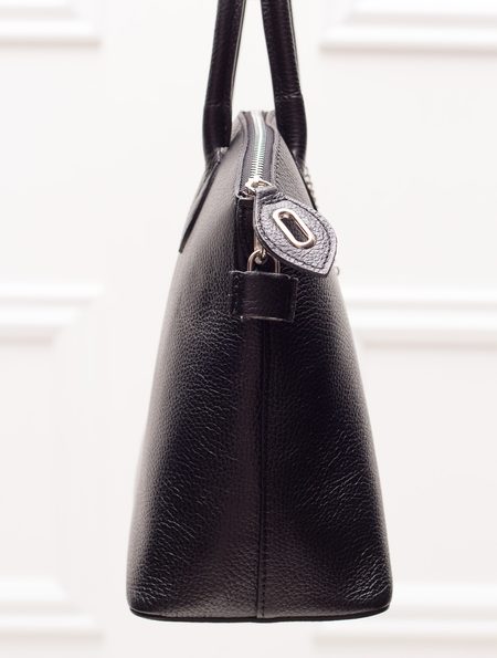 Dámska kožená kabelka menšie do ruky - čierna -