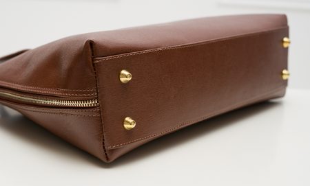 Dámska kožená kabelka zo safiánové kože - marrone -