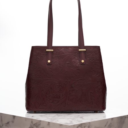 Real leather shoulder bag Glamorous by GLAM - Wine -