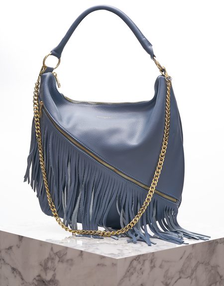 Real leather shoulder bag Glamorous by GLAM - Blue -