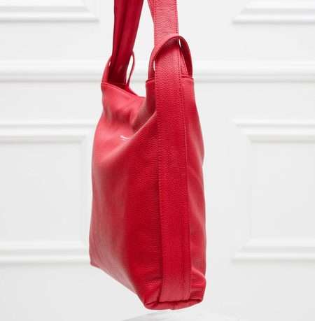Dámská kožená kabelky velká přes rameno - červená -