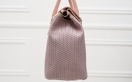 Dámská kožená kabelka kombinace růžová s jemným proplétáním -