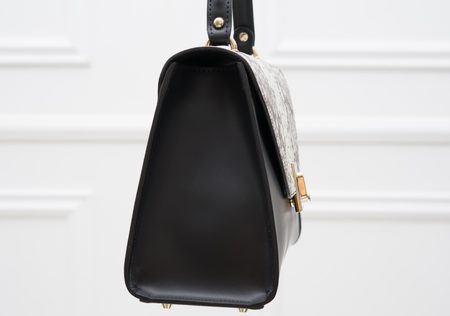 Elegantní kabelka do ruky kombinace kůže had - černá -