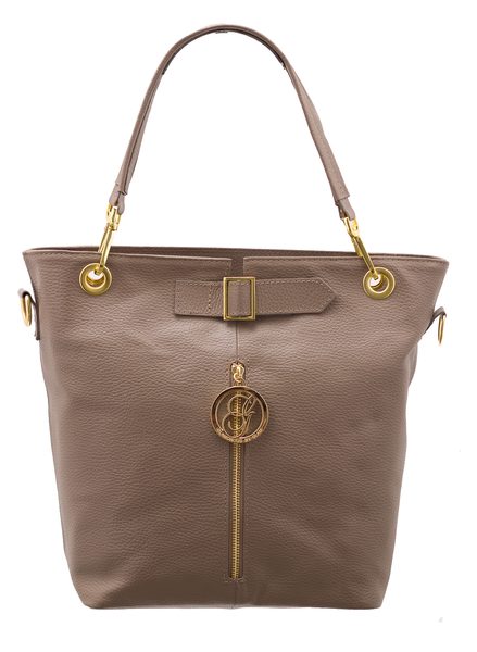 Dámská kožená kabelka se zipem - béžová -