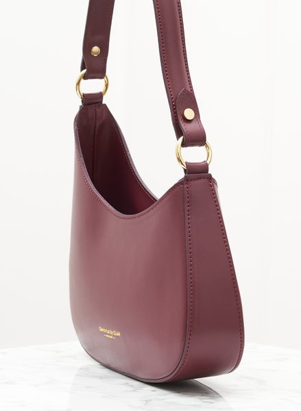 Kožená kabelka ražená vínová -