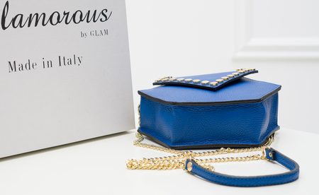 Real leather crossbody bag Glamorous by GLAM - Blue -