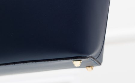 Dámska kožená kabelka So zlatým kovaním asymetrická - modrá -