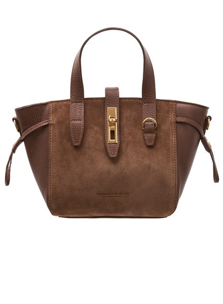 Dámská kožená kabelka do ruky z broušené kůže hnědá -