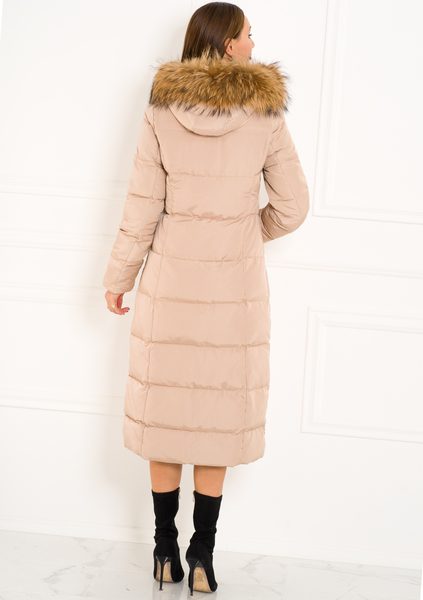Chaqueta de invierno para mujer con piel de zorro real Due Linee - Beige -