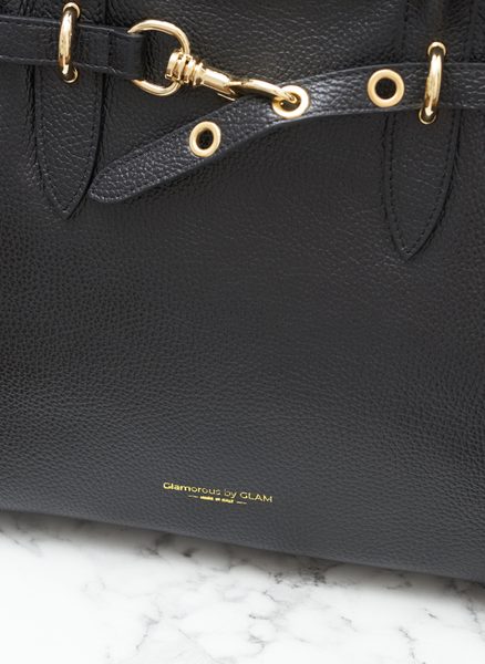 Kožená kabelka přes rameno černá -