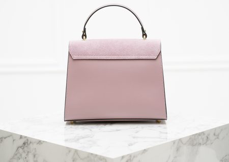 Elegantní kabelka do ruky kombinace kůže semiš - dusty pink -