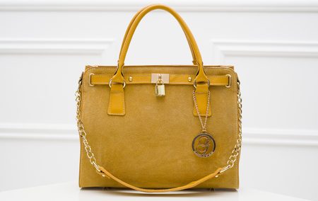 Real leather handbag Glamorous by GLAM - Yellow -