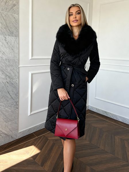 Winter jacket with real fox fur Due Linee - Black -