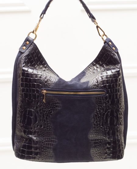 Real leather shoulder bag Glamorous by GLAM - Dark blue -