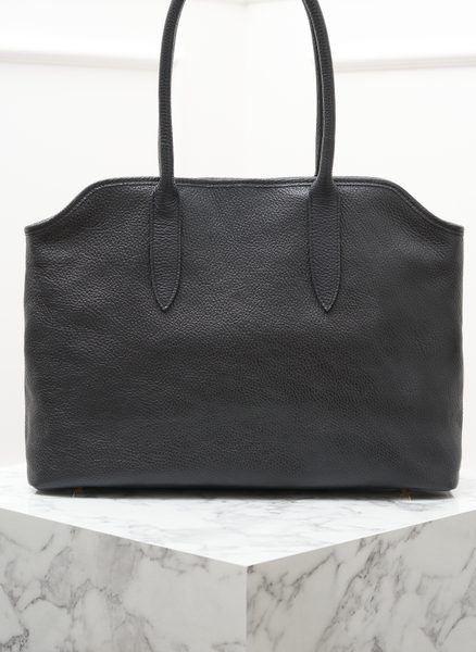 Kožená kabelka přes rameno černá -