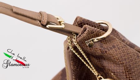 Real leather shoulder bag Glamorous by GLAM - Beige -