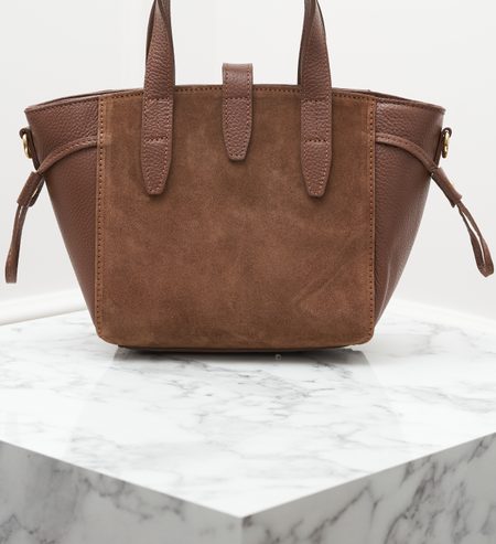 Dámská kožená kabelka do ruky z broušené kůže hnědá -