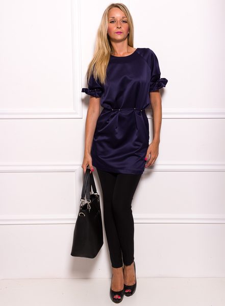 Dámská kožená kabelka se zipem stříbrné zapínání - černá -