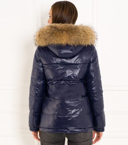 Winter jacket with real fox fur Due Linee - Blue -