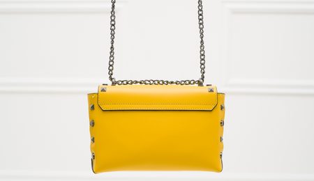 Damska skórzana crossbody torebka Glamorous by GLAM - żółty -