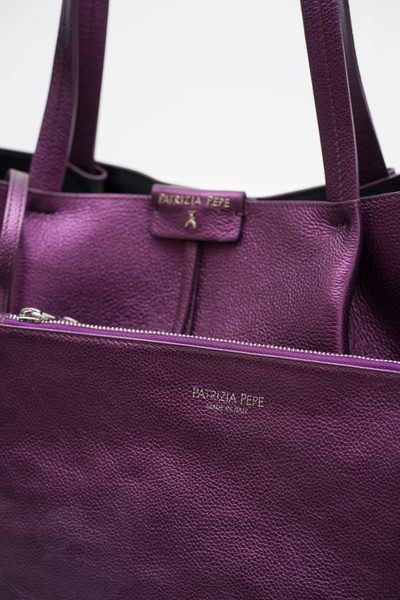 Real leather shoulder bag PATRIZIA PEPE - Violet -