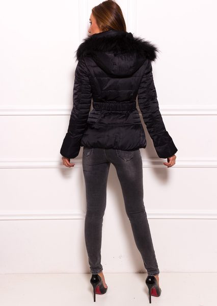 Damska kurtka zimowa z prawdziwym lisem Glamorous by GLAM - czarny -