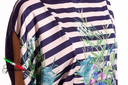 GbyG Tunika s proužky a květy - modrá -