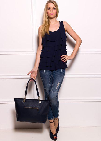 Real leather shoulder bag Glamorous by GLAM - Dark blue -