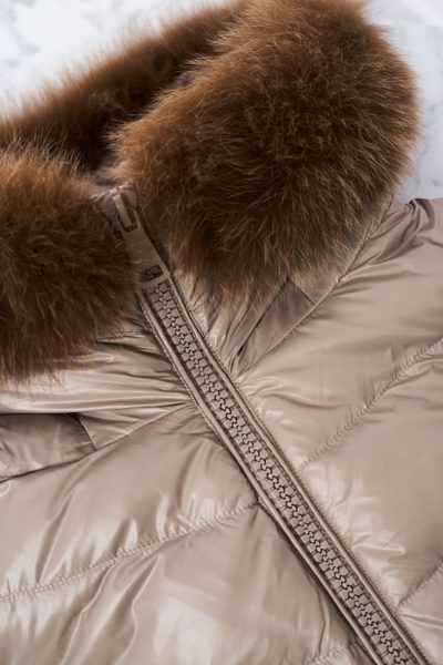 Winter jacket with real fox fur Due Linee - Beige -