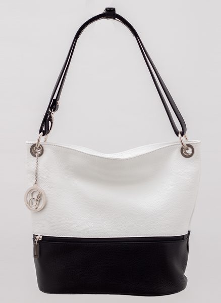 Damska skórzana torebka na ramię Glamorous by GLAM - czarno-biały -