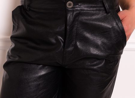 Dámske culottes nohavice 3/4 dĺžky - koženkový vzhľad -