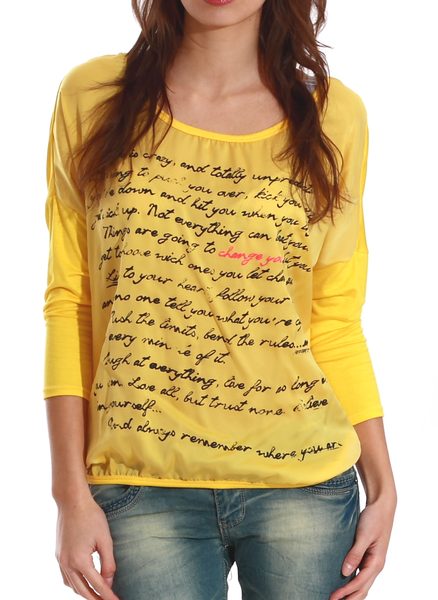 Dámské delší tričko - top žluté -